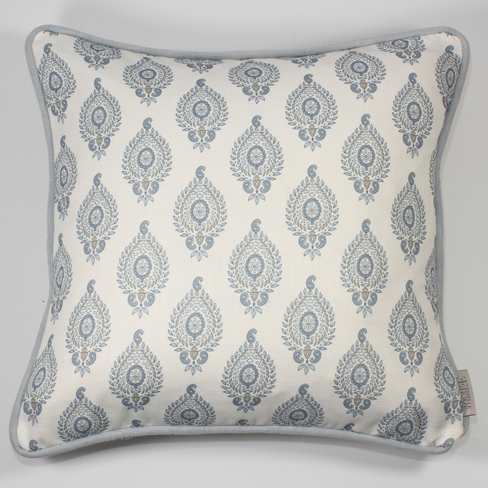 Naya Motif Modern Cushion in Blue Taupe